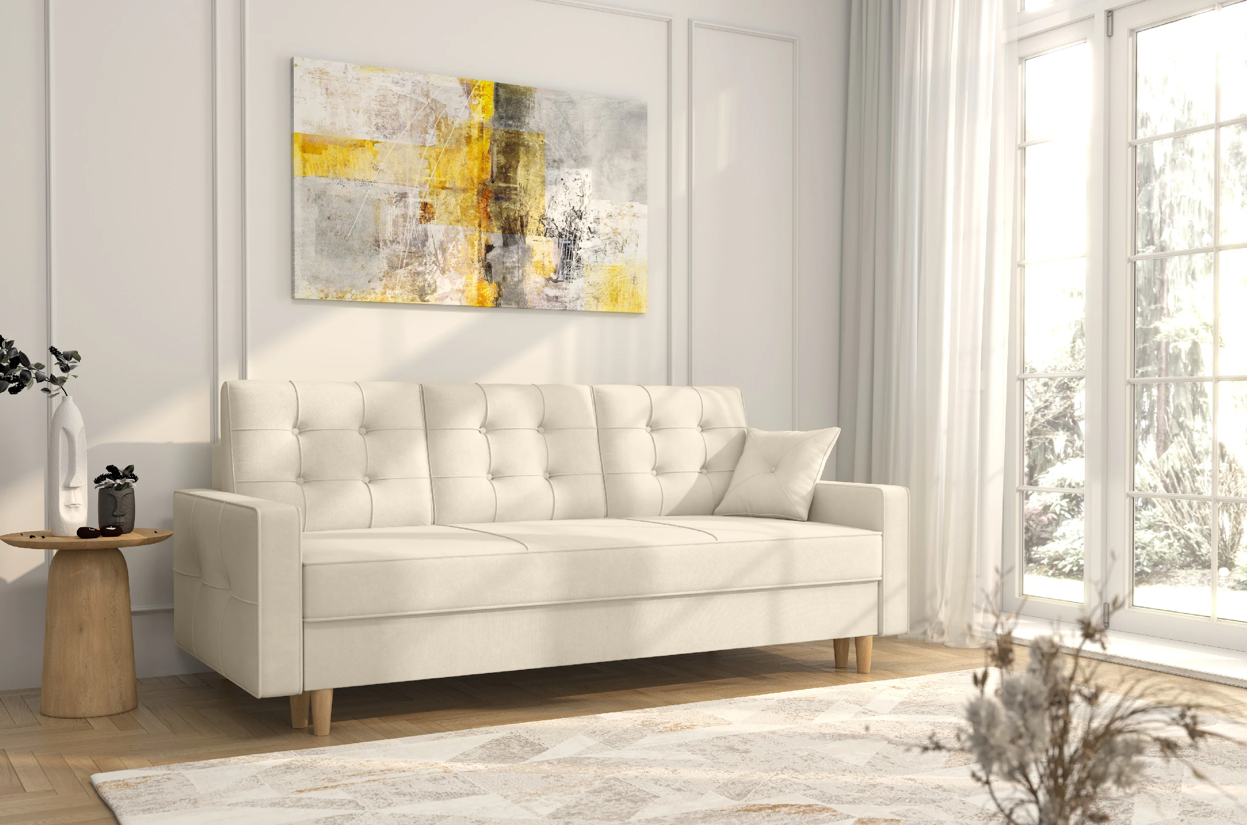 Jasnobeżowa kanapa Broadway w tkaninie Uttario Velvet 2978